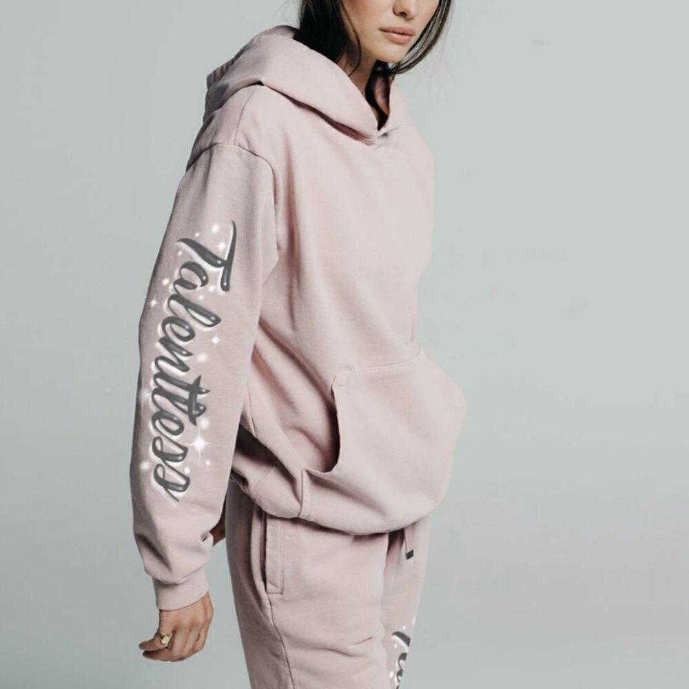 TALENTLESS‎ Pastel Airbrush Nude Pink Sweatsuit Set